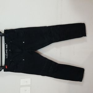 Kilogram Mens 38 Solid Black Textured Skinny Jeans